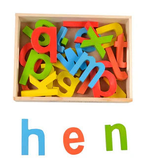 Colorful Wooden Alphabet Letters Toy | Montessori Lower ABC Learning Blocks for Kids