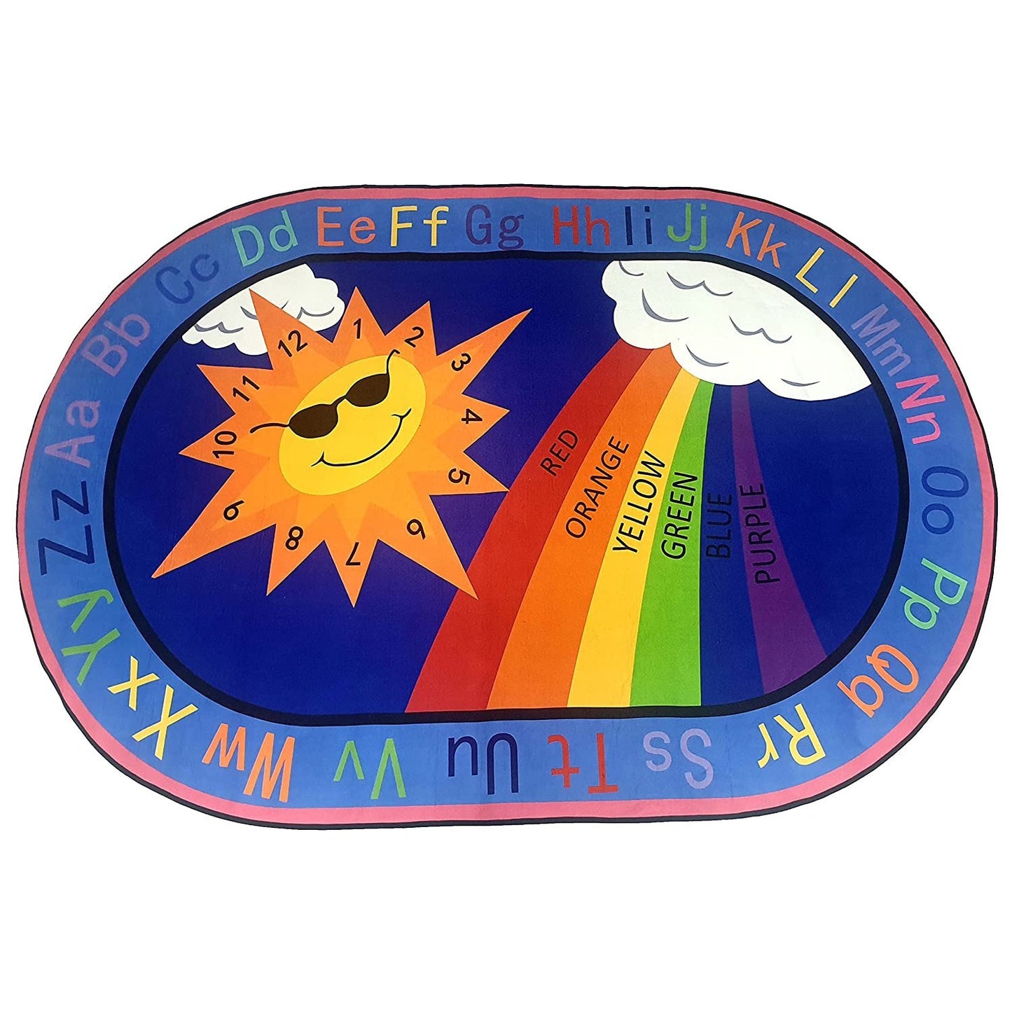 Oval ABC & Rainbow Educational Area Mat for Kids