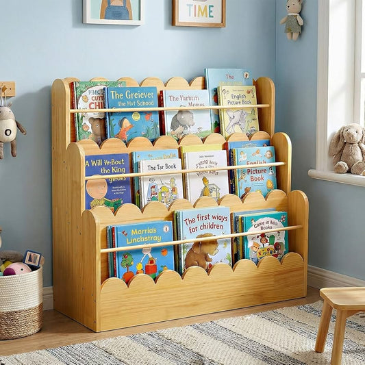 3-Tier Wooden Front-Facing Montessori Bookshelf