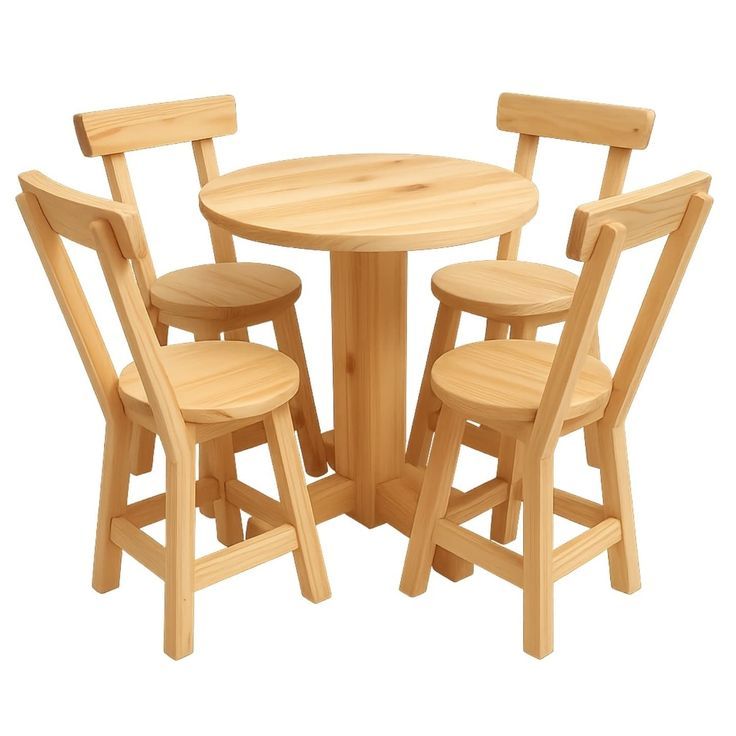 Maplewood 5-Piece Wooden Dining Set – Round Bistro Table with 4 Chairs for Small Spaces