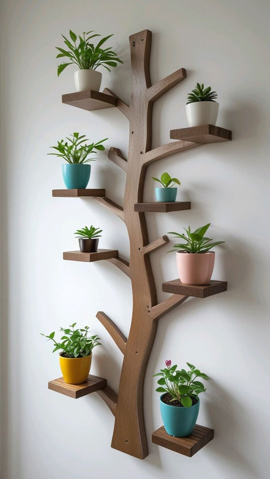 Decorative Wooden Wall Mounted Plant Shelf for Home Décor