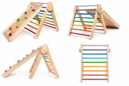 Wooden Triangle Pikler Climbing Set with Slide