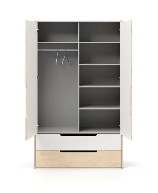 Compact Wooden Kids Almirah & Open Clothes Storage Cabinet