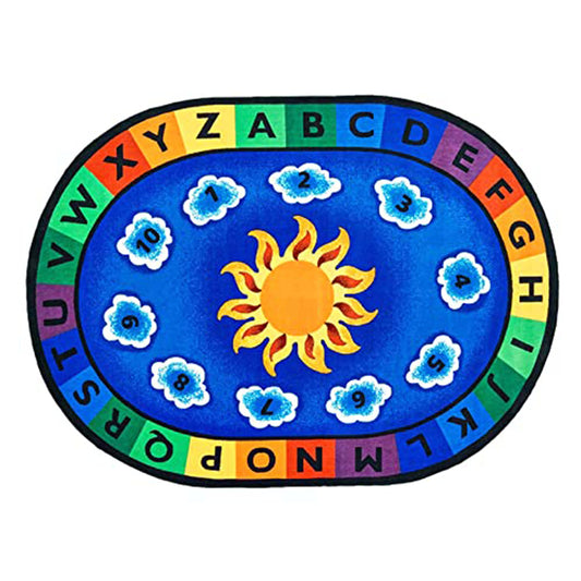 Oval Sun & Alphabet Educational Play Rug for Kids