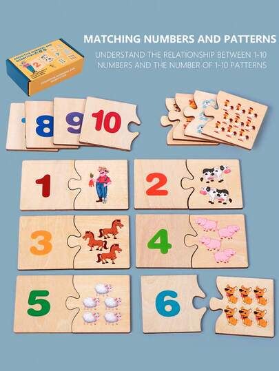 Montessori Wooden Number & Quantity Puzzle Set