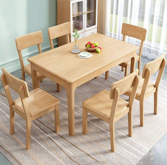7-Piece Solid Rubber Wood Dining Set