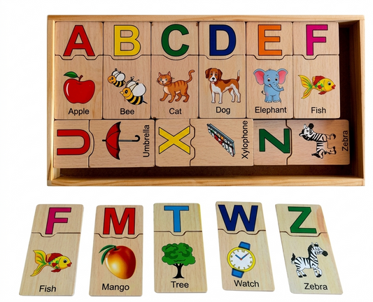 Wooden Alphabet Dominoes Game | ABC Learning & Letter Matching Toy for Kids