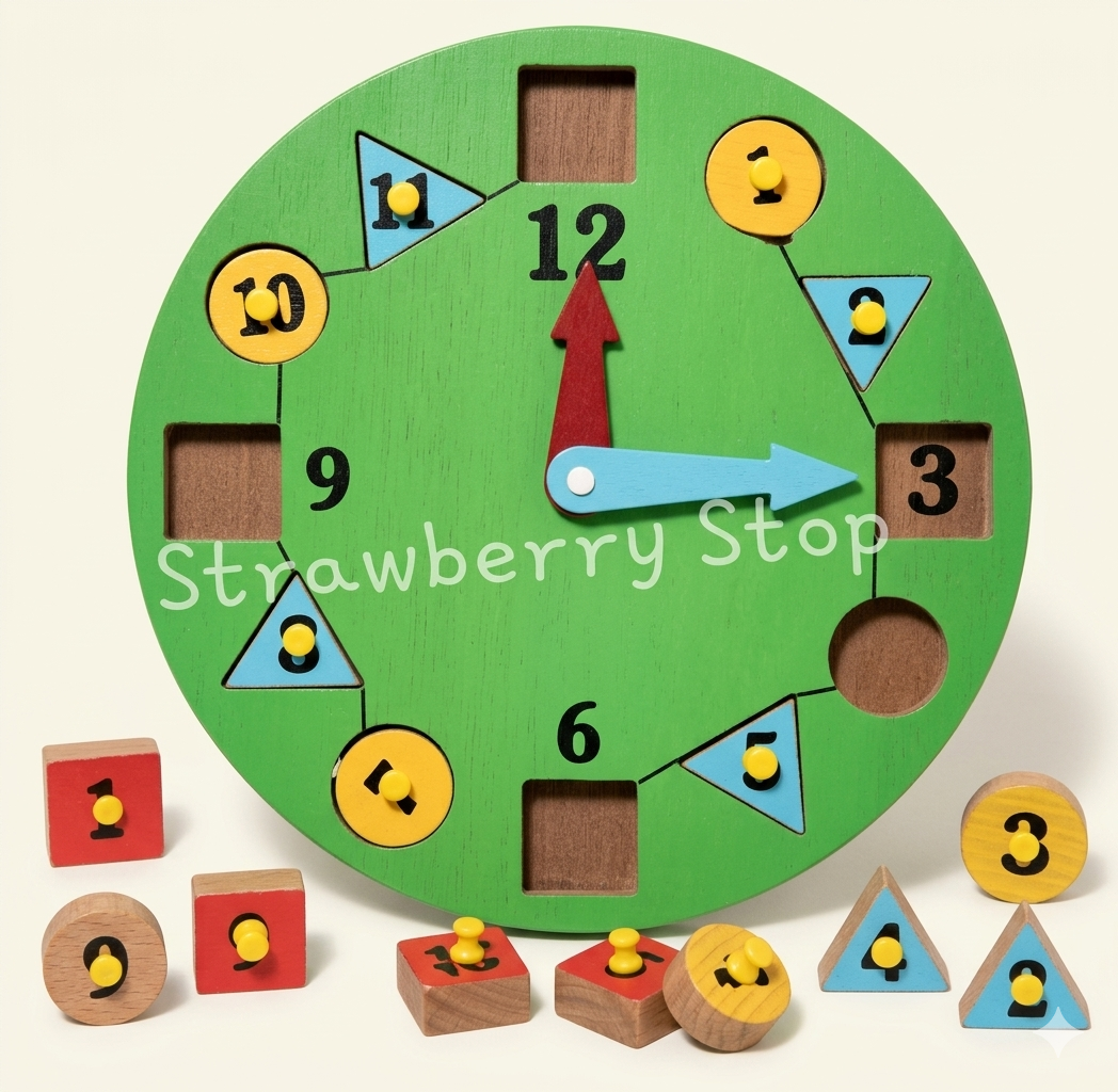 Green Clock Construction Puzzle | Kids Time Learning & Educational Wooden Toy