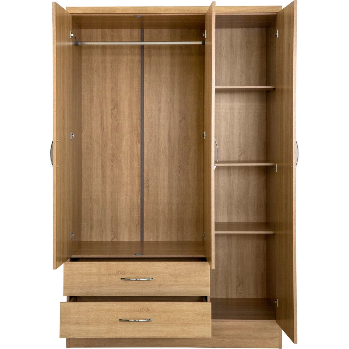 All-in-One Wooden Kids Almirah & Open Cubby Storage Closet