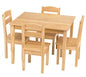 Rectangle Rubberwood 4 Seater Dining Table Set
