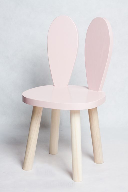 Solid Wood Kids Chair with Cute Rabbit Ears Backrest