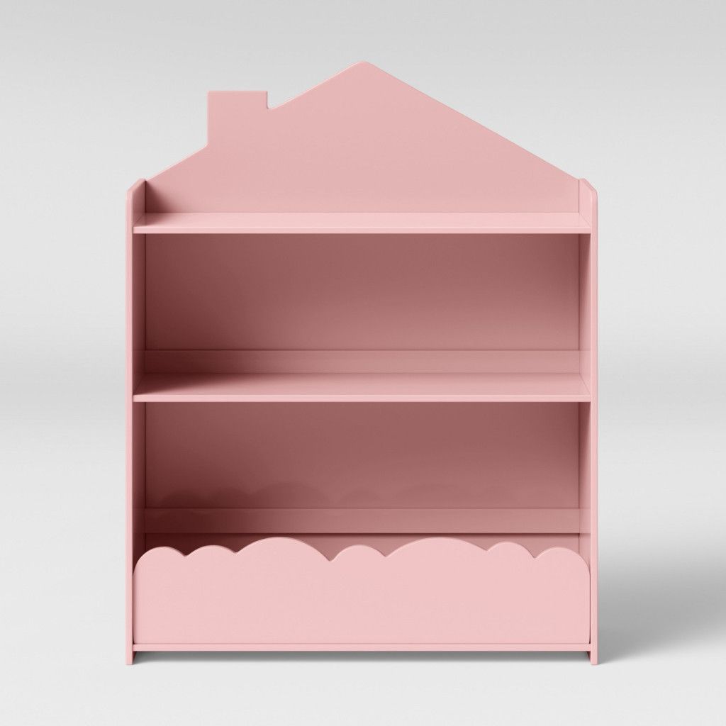 Pink House-Shaped Montessori Bookshelf & Toy Organizer