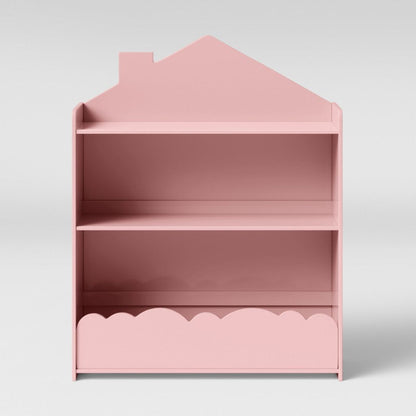 Pink House-Shaped Montessori Bookshelf & Toy Organizer