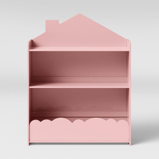 Pink House-Shaped Montessori Bookshelf & Toy Organizer