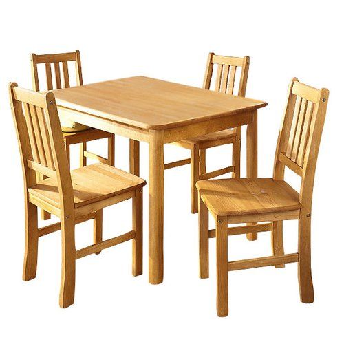 5-Piece Solid Rubber Wood Dining Set