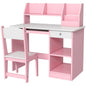 Pink & White Deluxe Wooden Kids' Study Desk & Chair Set