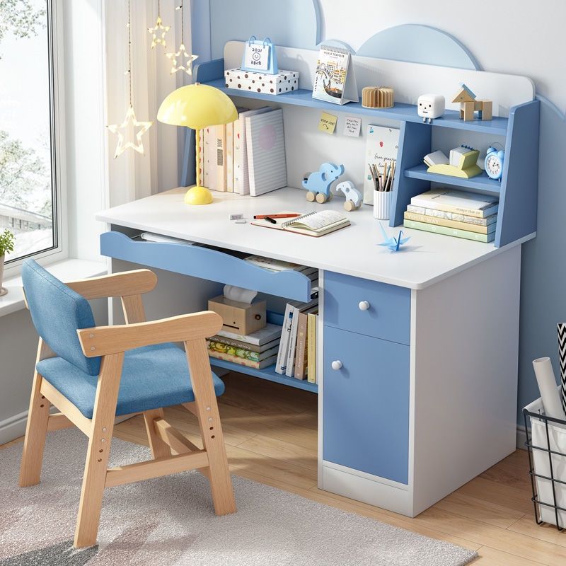 Premium Kids' Wooden Study Desk with Hutch & Storage Cabinet