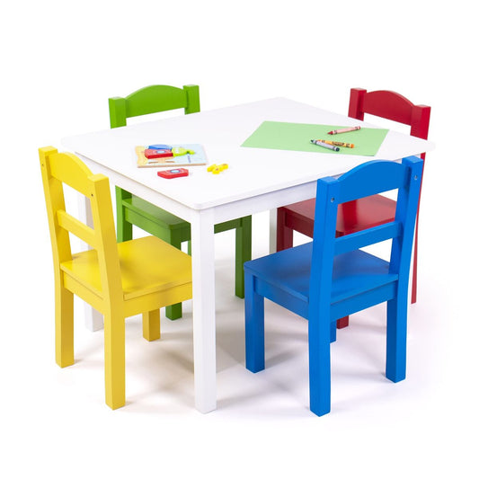 5-Piece Multicolor Wooden Activity Table & Chair Set